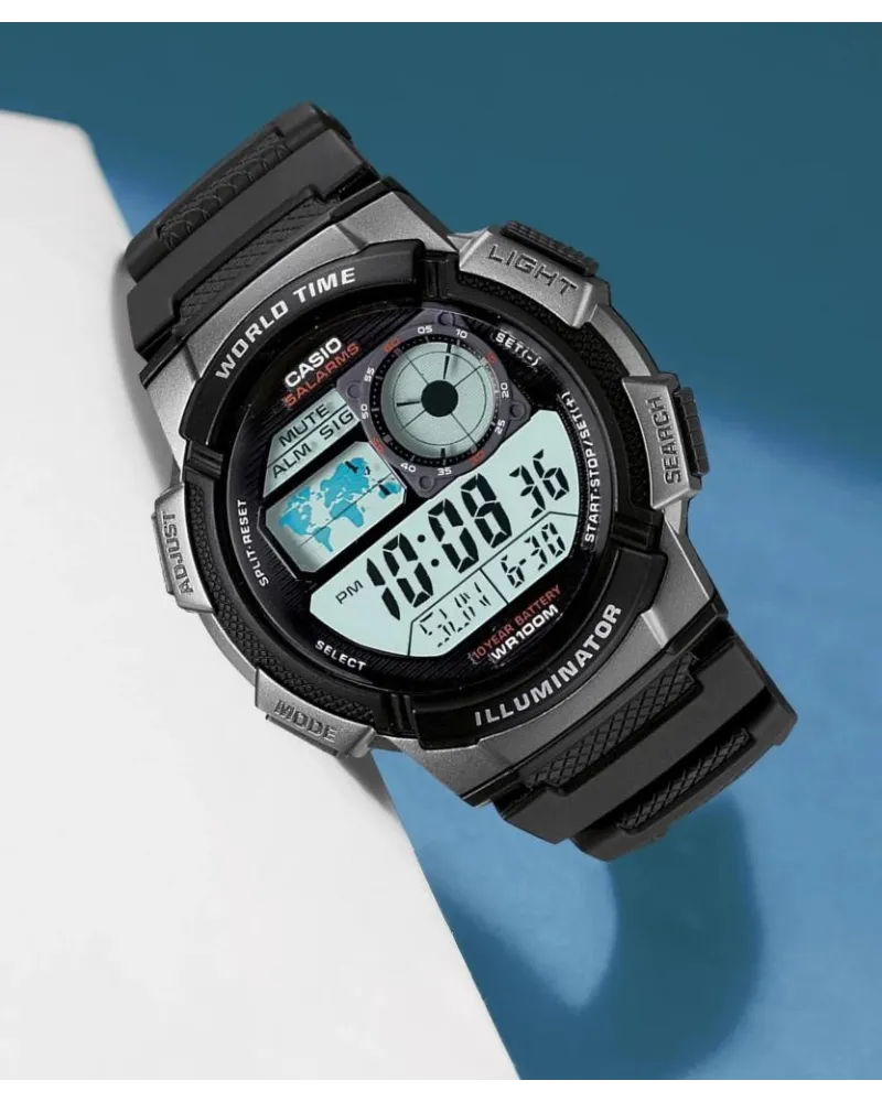 ZEGAREK MĘSKI CASIO AE-1000W 1BVDF (zd073g) - WORLD TIME + BOX ZEGAREK MĘSKI CASIO AE-1000W 1BVDF (zd073g) - WORLD TIME + BOX