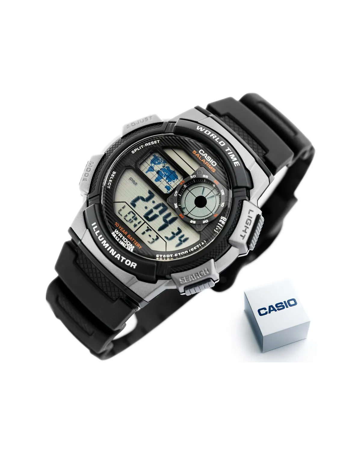 ZEGAREK MĘSKI CASIO AE-1000W 1BVDF (zd073g) - WORLD TIME + BOX ZEGAREK MĘSKI CASIO AE-1000W 1BVDF (zd073g) - WORLD TIME + BOX