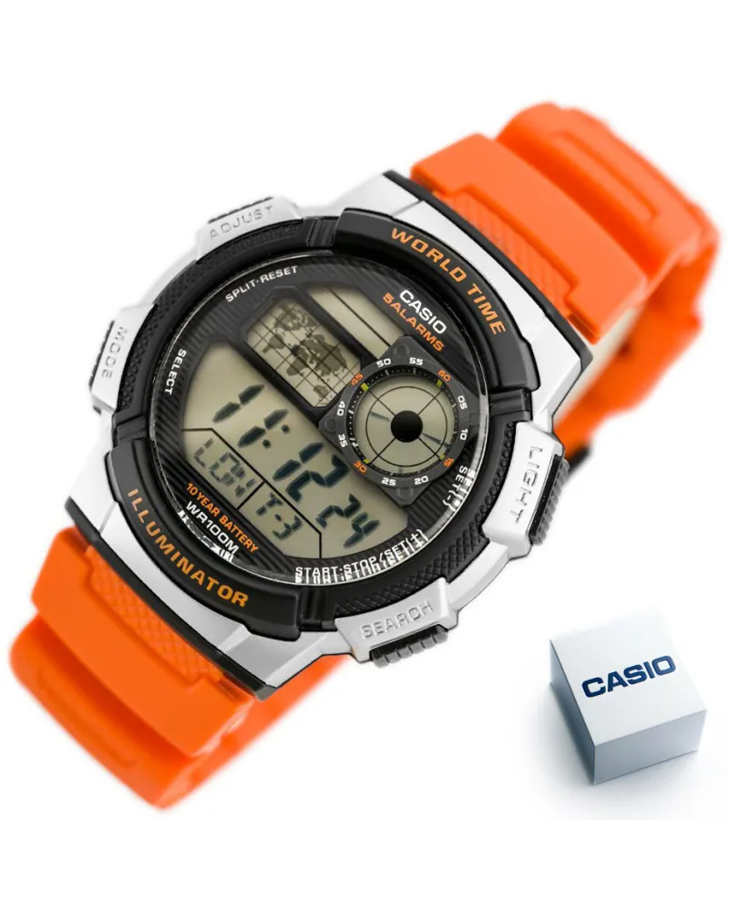 ZEGAREK MĘSKI CASIO AE-1000W 4BV (zd073d) - WORLD TIME + BOX
