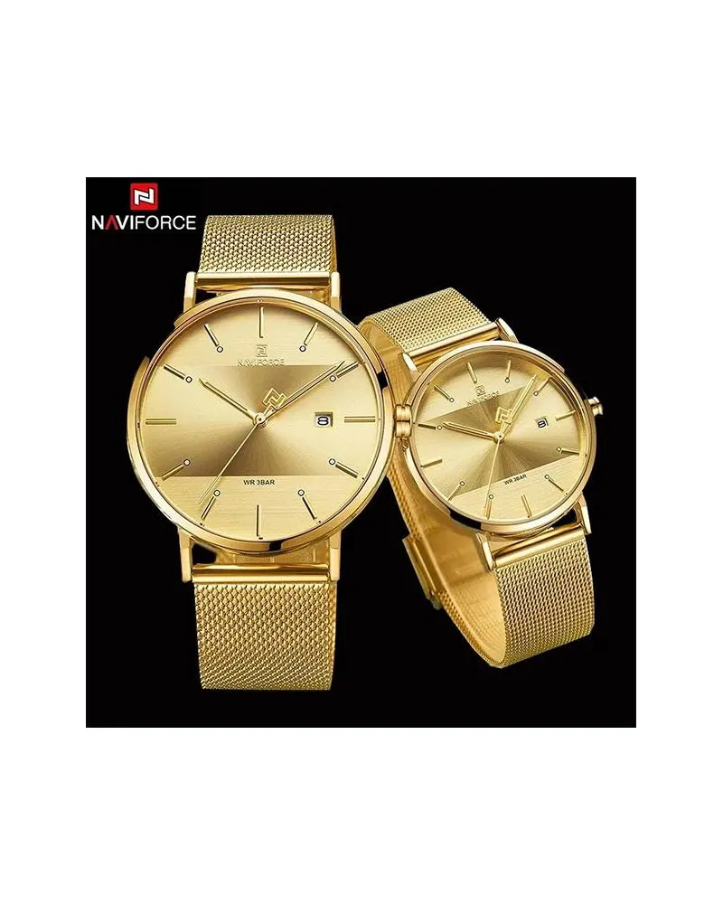 KOMPLET PREZENTOWY 2 ZEGARKÓW (MĘSKI I DAMSKI) NAVIFORCE - NF3008G+L (zn113c)