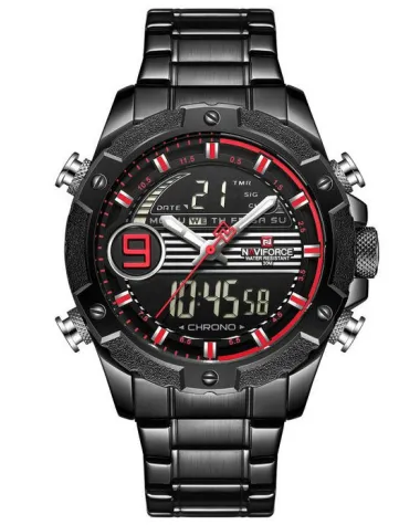 ZEGAREK MĘSKI NAVIFORCE - NF9146S (zn089b) - black/red + BOX