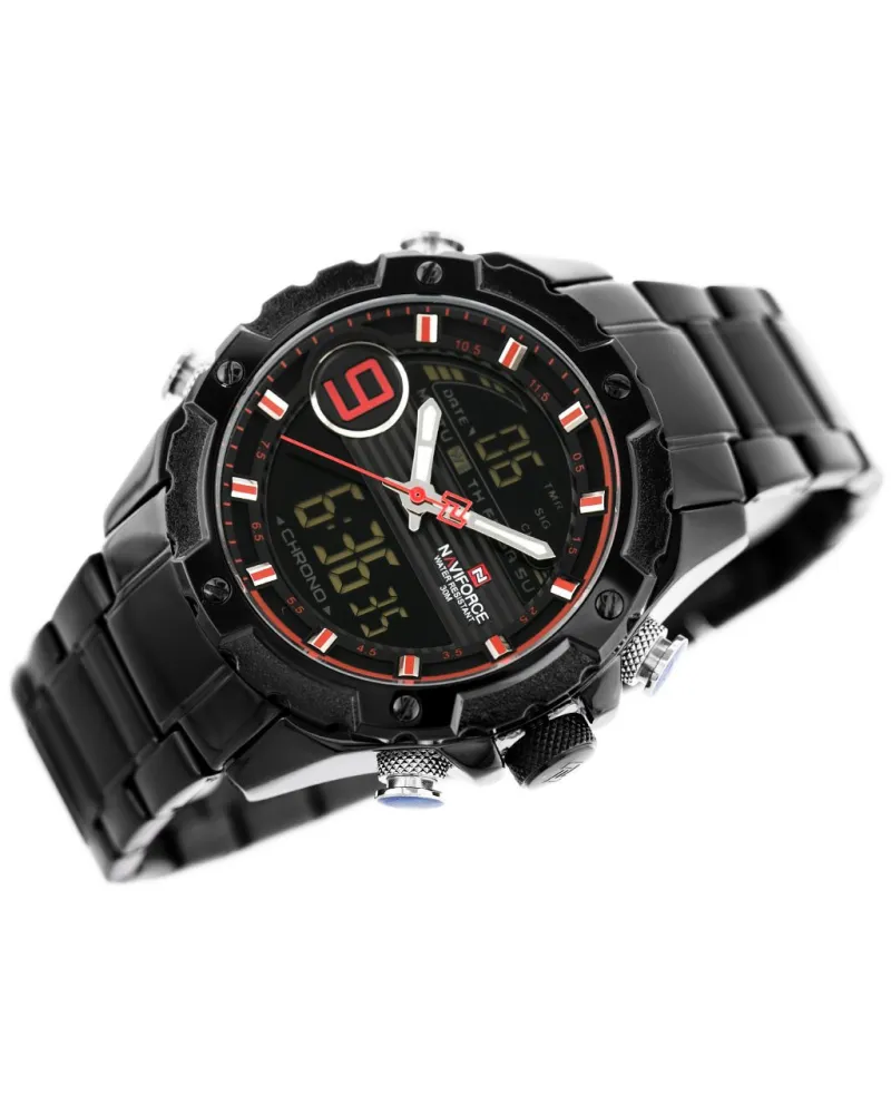 ZEGAREK MĘSKI NAVIFORCE - NF9146S (zn089b) - black/red + BOX