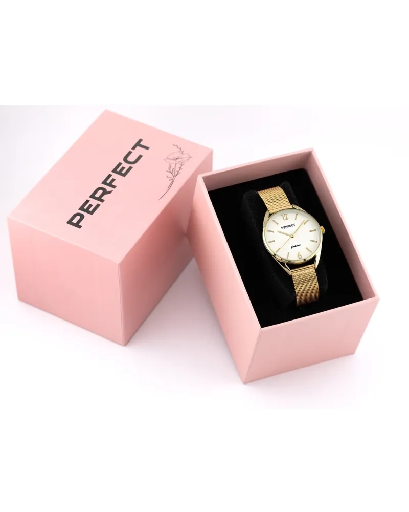 ZEGAREK DAMSKI złoty PERFECT F347 (zp953b) + BOX