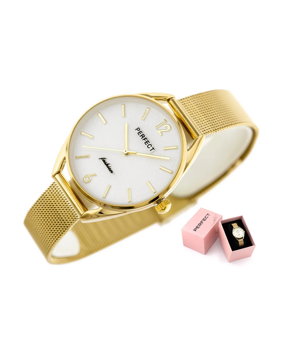 ZEGAREK DAMSKI złoty PERFECT F347 (zp953b) + BOX
