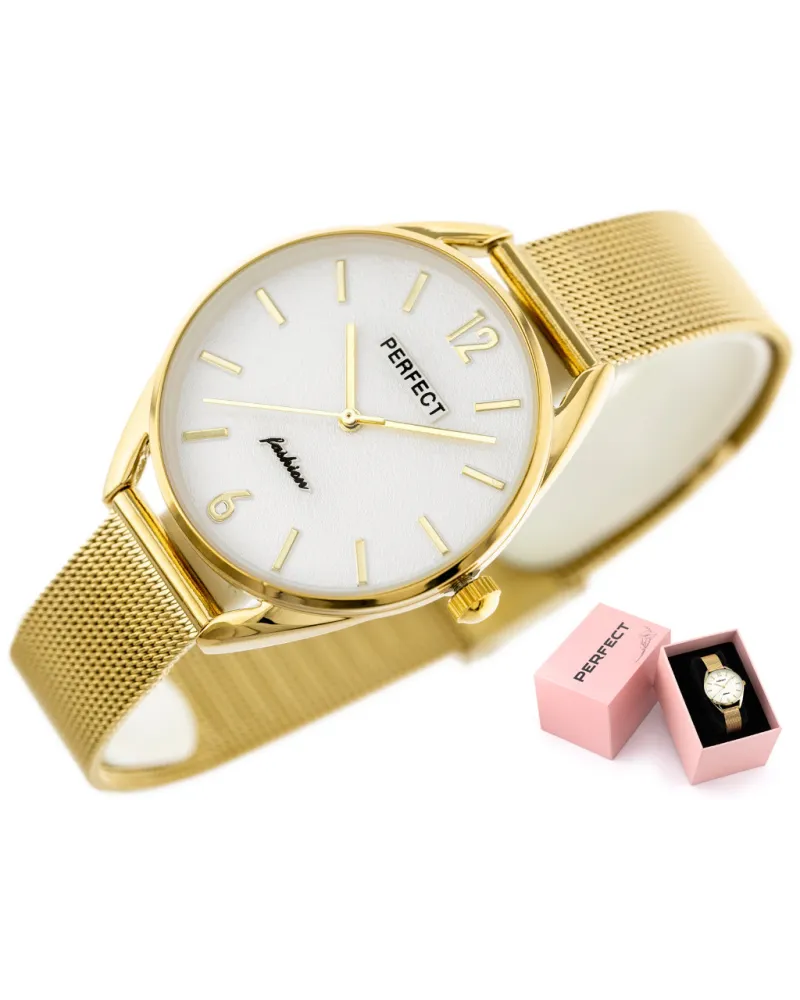 ZEGAREK DAMSKI złoty PERFECT F347 (zp953b) + BOX