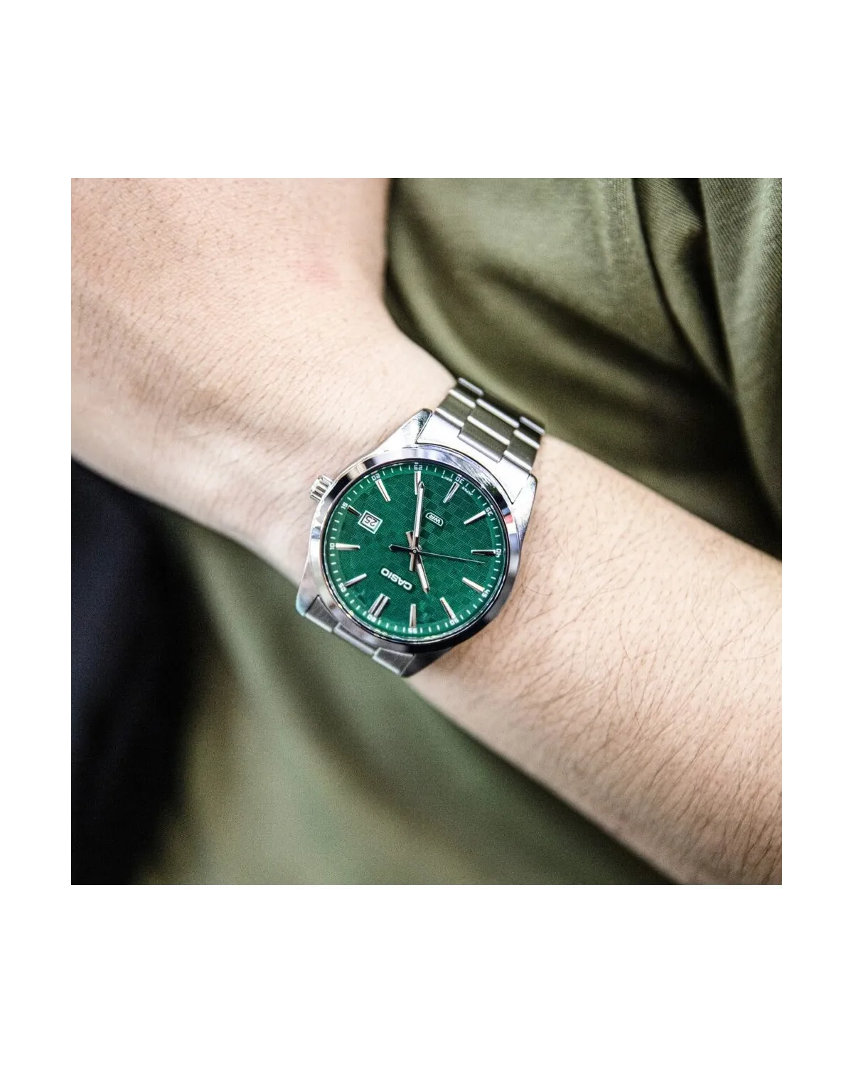 ZEGAREK MĘSKI CASIO MTP-VD03D-3A1 Green + BOX
