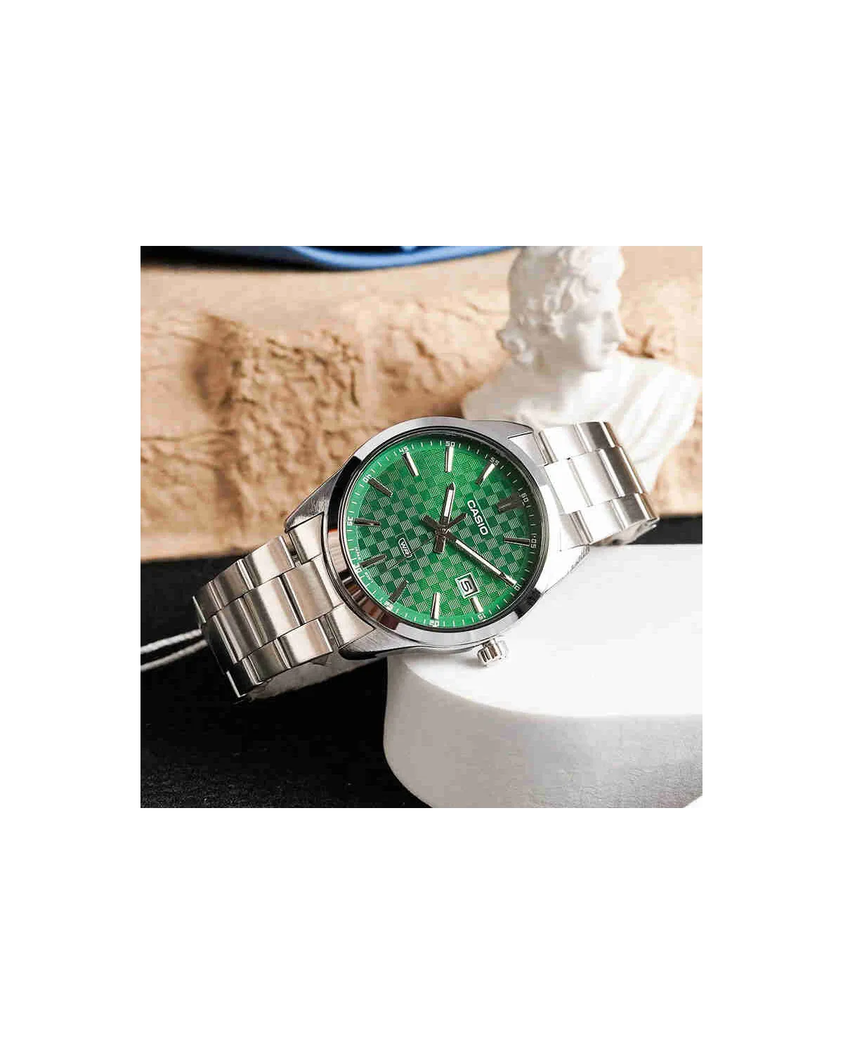 ZEGAREK MĘSKI CASIO MTP-VD03D-3A1 Green + BOX