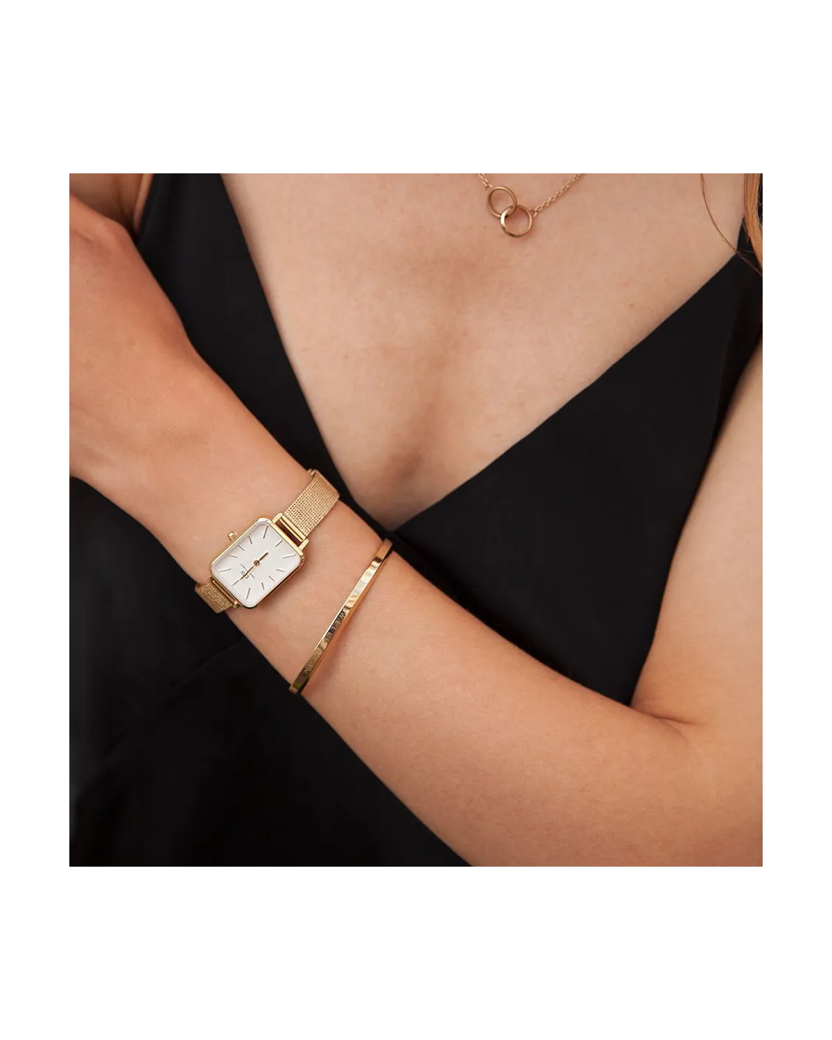 ZEGAREK DAMSKI DANIEL WELLINGTON Quadro Pressed Evergold 20mm DW00100556 + BOX (zw520a)