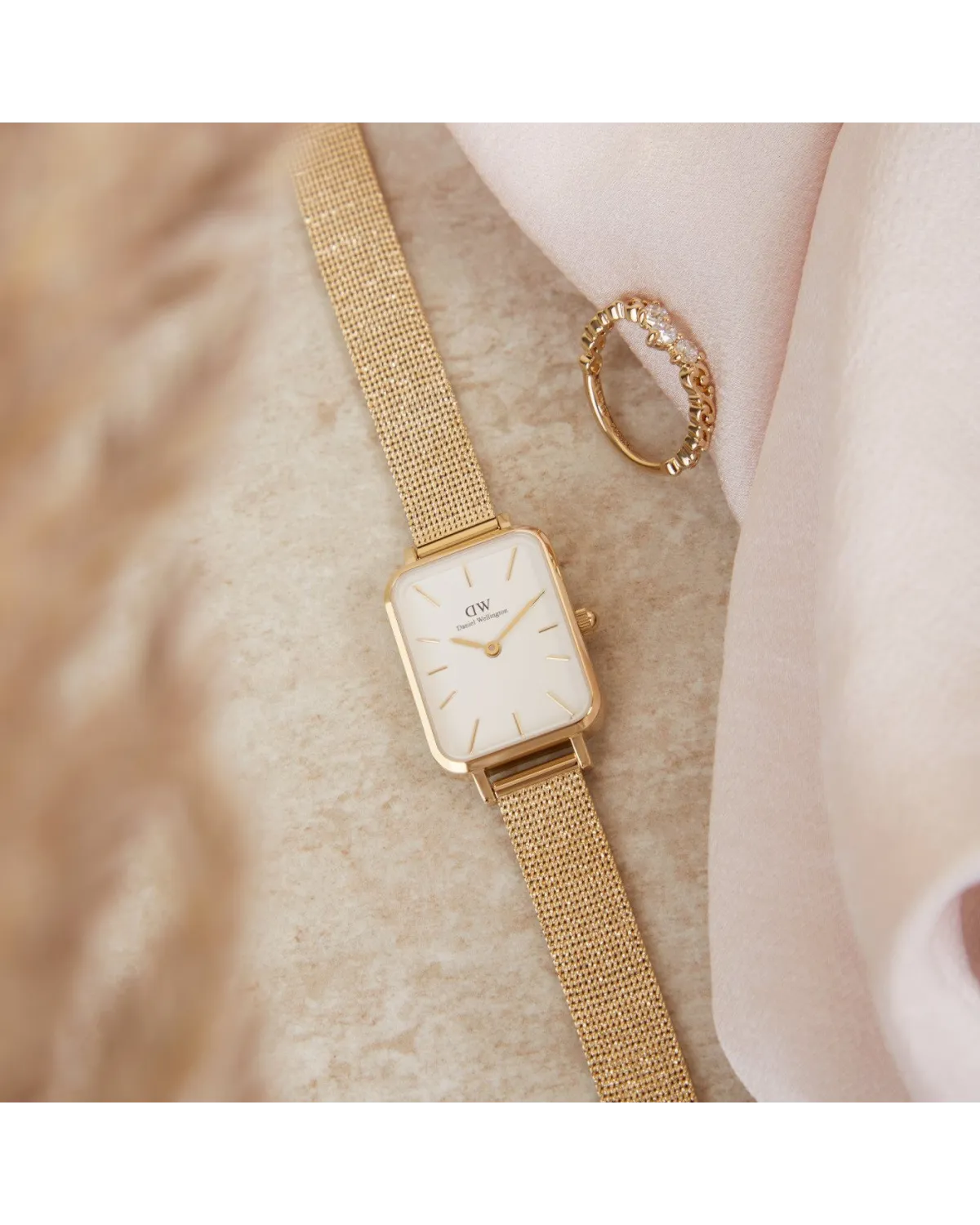 ZEGAREK DAMSKI DANIEL WELLINGTON Quadro Pressed Evergold 20mm DW00100556 + BOX (zw520a)