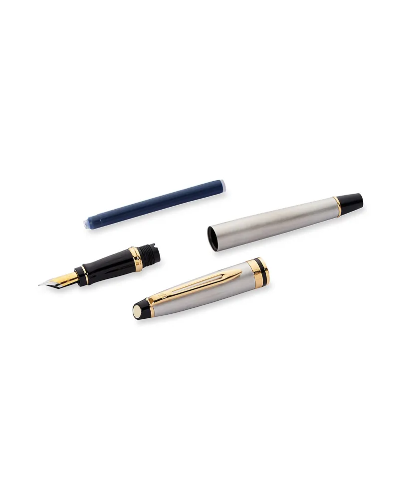 Długopis i Pi&oacute;ro Waterman Expert stalowy GT w Pudełku z Grawerem (S0952000/2)