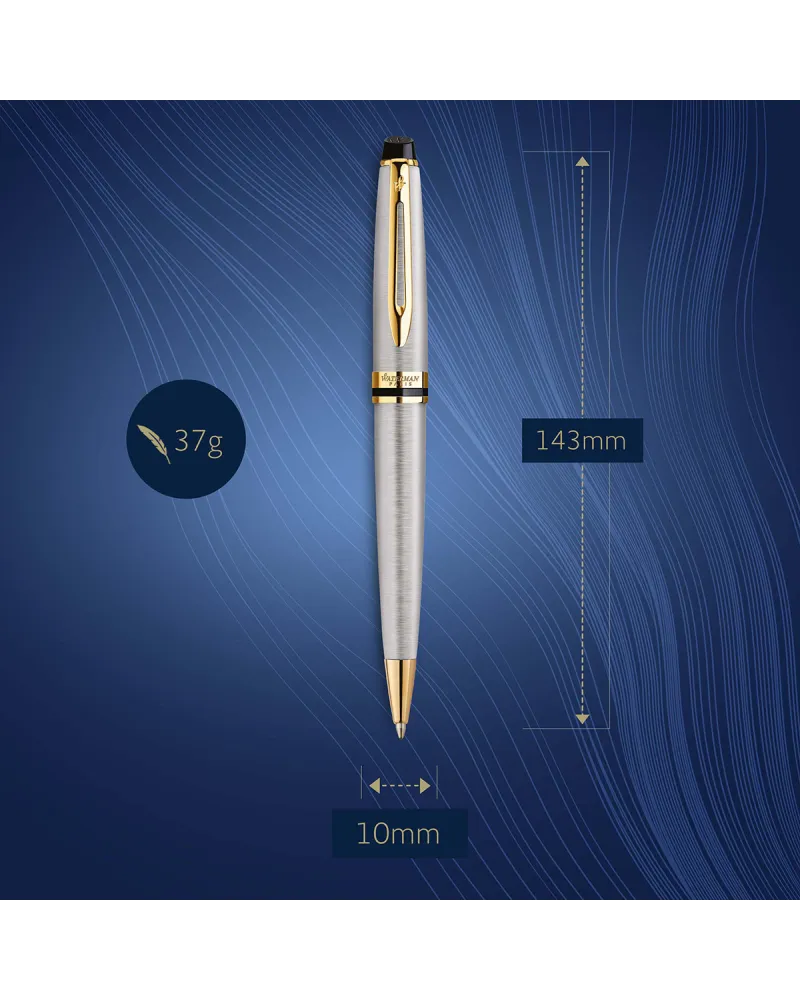 Długopis i Pi&oacute;ro Waterman Expert stalowy GT w Pudełku z Grawerem (S0952000/2)