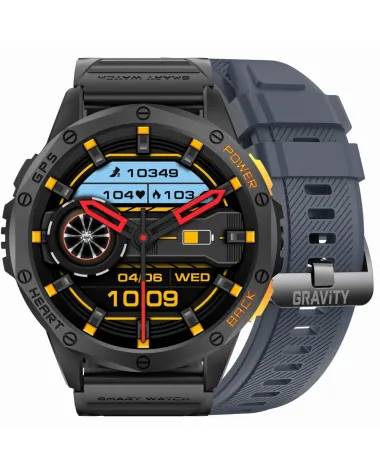 SMARTWATCH MĘSKI GRAVITY GT24-1 - LATARKA, DODATKOWY PASEK  (sg033a)