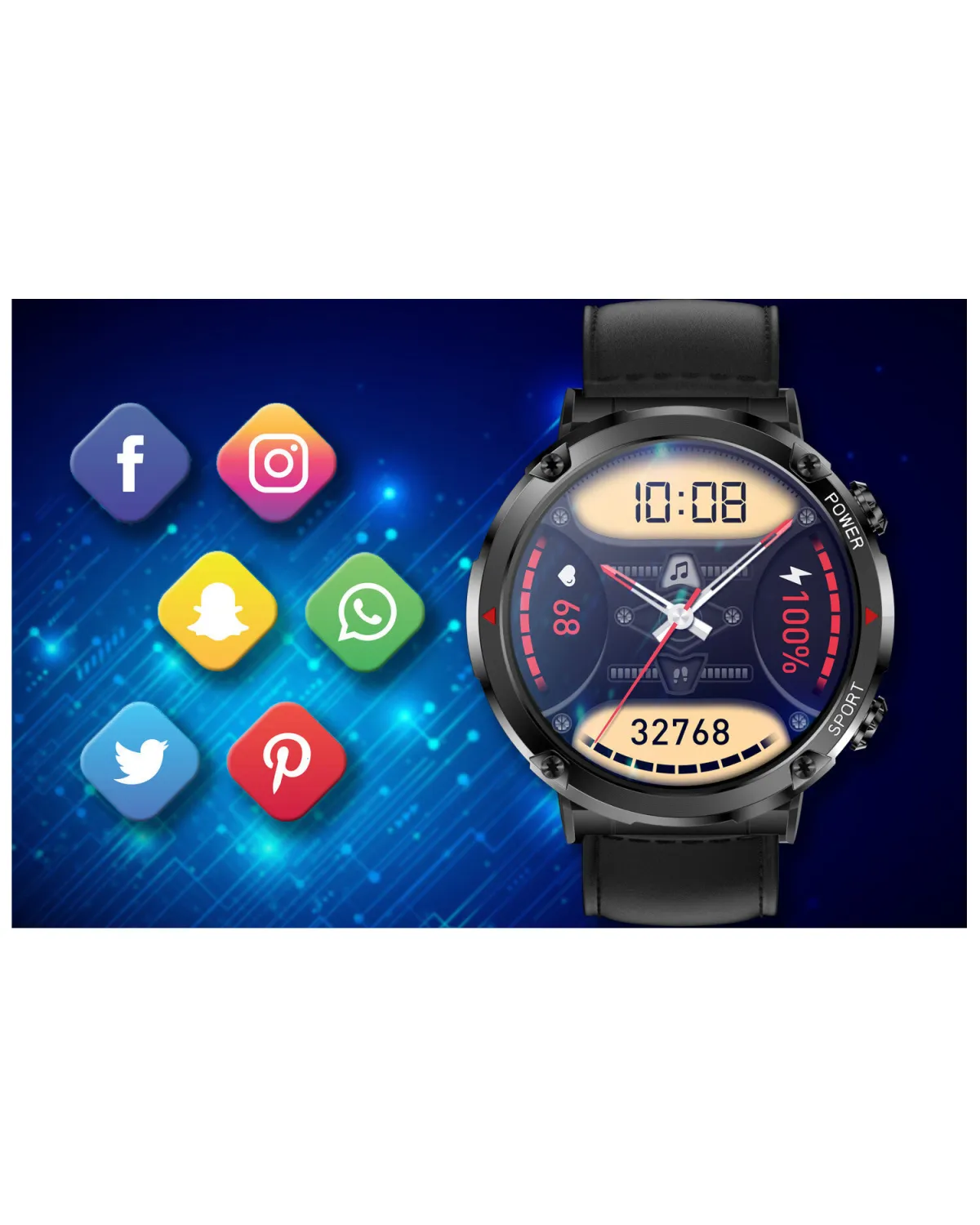 SMARTWATCH MĘSKI GRAVITY GT21-3 - BLUETOOTH CALL, DODATKOWY PASEK (sg025c)