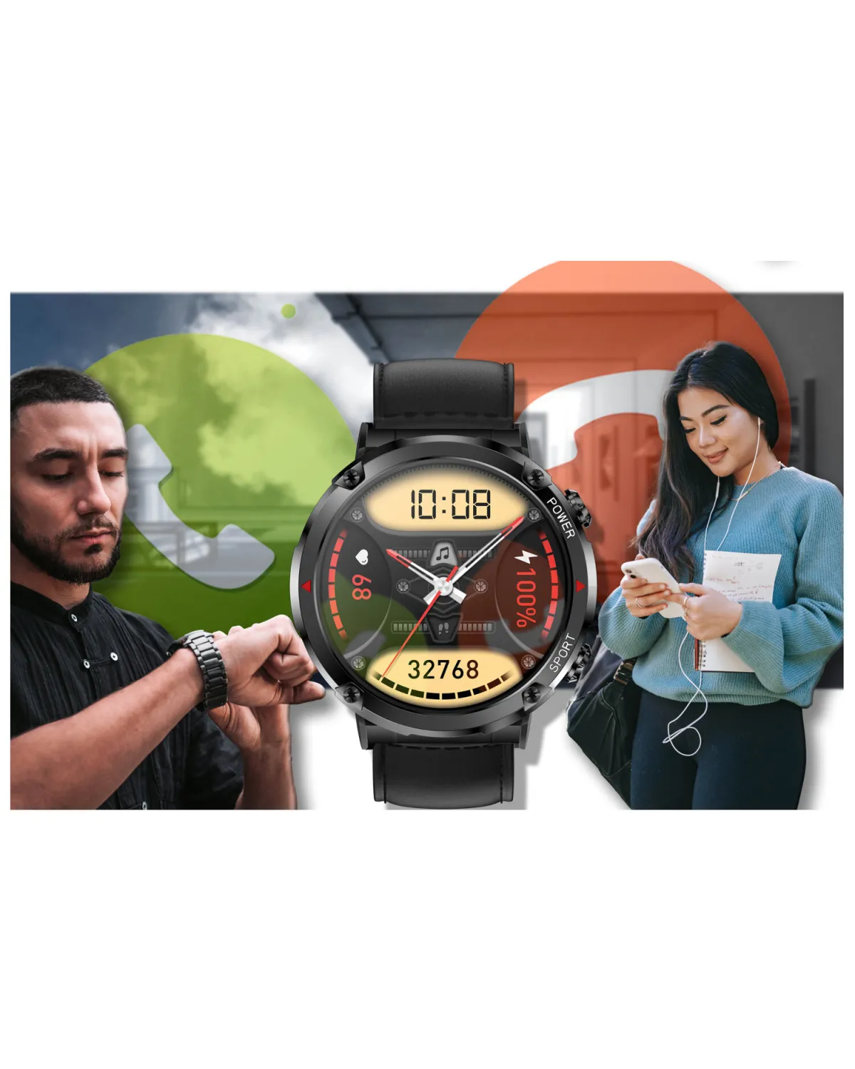 SMARTWATCH MĘSKI GRAVITY GT21-3 - BLUETOOTH CALL, DODATKOWY PASEK (sg025c)