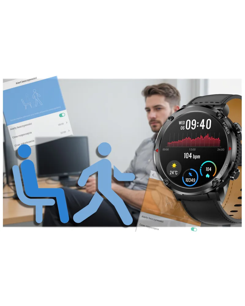 SMARTWATCH MĘSKI GRAVITY GT21-3 - BLUETOOTH CALL, DODATKOWY PASEK (sg025c)