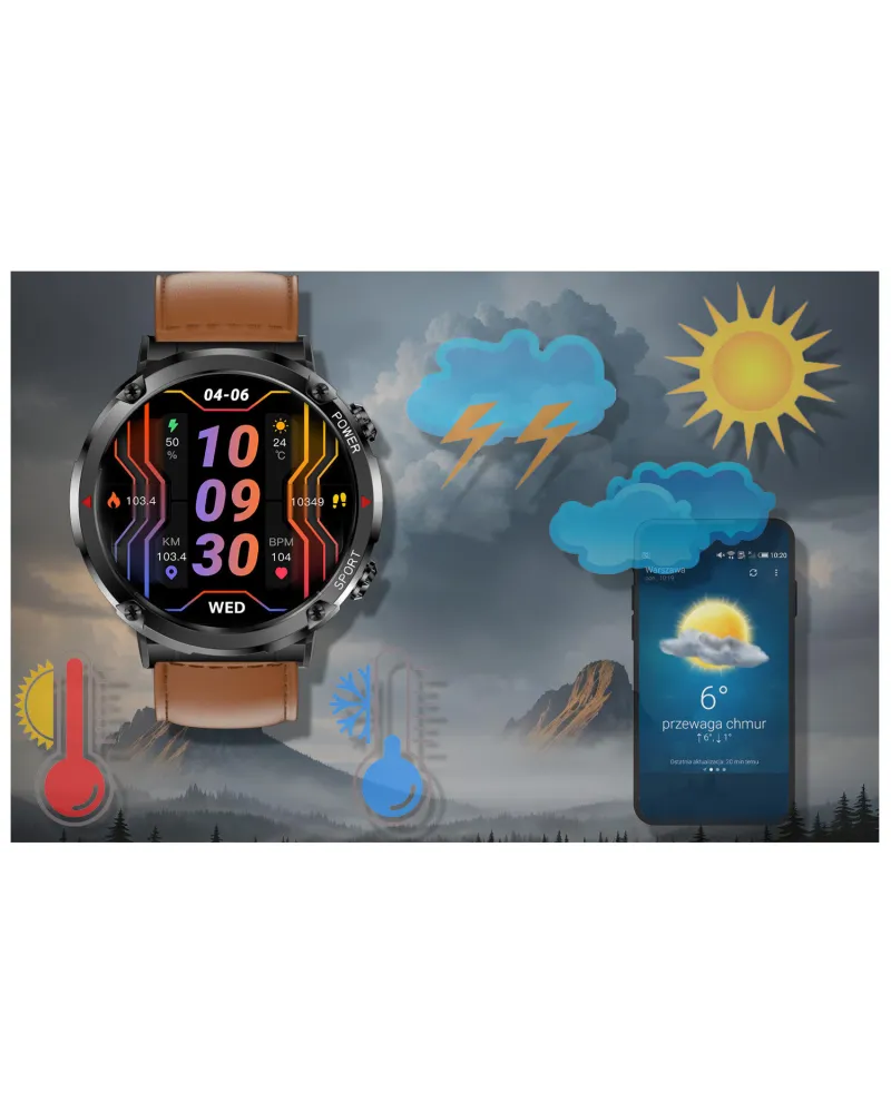 SMARTWATCH MĘSKI GRAVITY GT21-4 - BLUETOOTH CALL, DODATKOWY PASEK (sg025d)