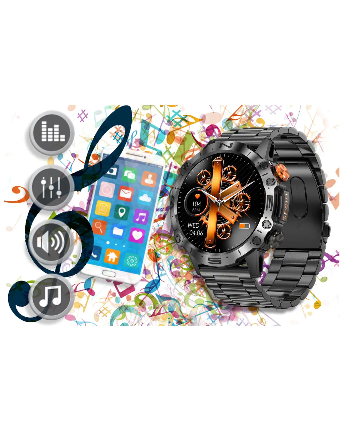 SMARTWATCH MĘSKI GRAVITY GT20-1 - AMOLED, DODATKOWY PASEK (sg024a) SMARTWATCH MĘSKI GRAVITY GT20-1 - AMOLED, DODATKOWY PASEK (sg024a)
