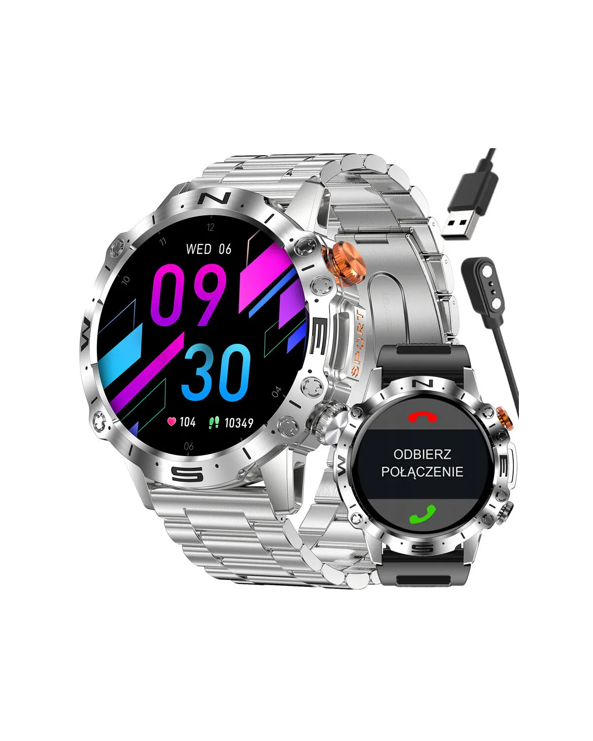 SMARTWATCH MĘSKI GRAVITY GT20-2 - AMOLED, DODATKOWY PASEK (sg024b)