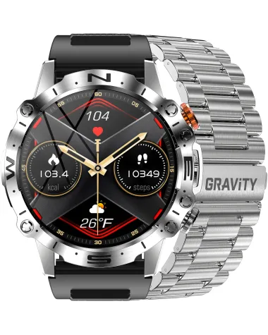 SMARTWATCH MĘSKI GRAVITY GT20-2 - AMOLED, DODATKOWY PASEK (sg024b)