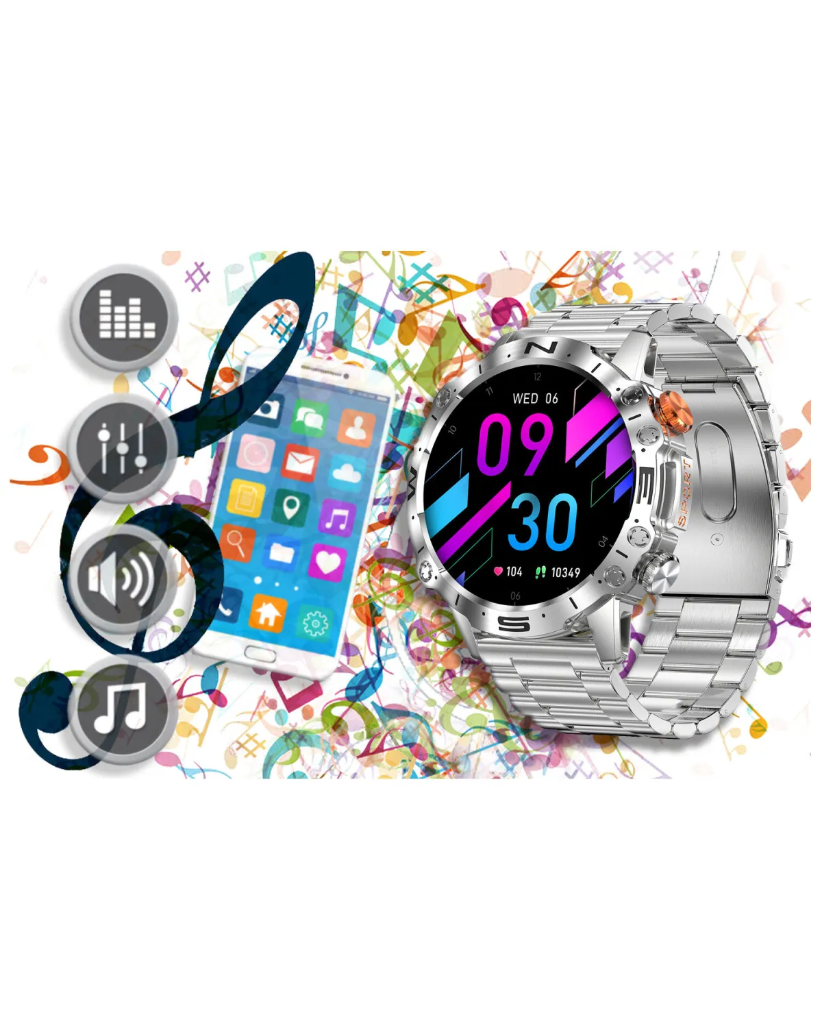 SMARTWATCH MĘSKI GRAVITY GT20-2 - AMOLED, DODATKOWY PASEK (sg024b)
