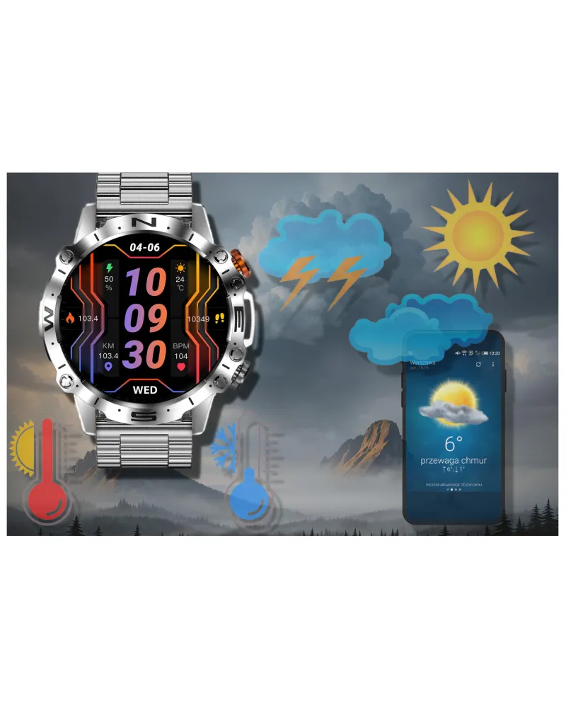 SMARTWATCH MĘSKI GRAVITY GT20-2 - AMOLED, DODATKOWY PASEK (sg024b)