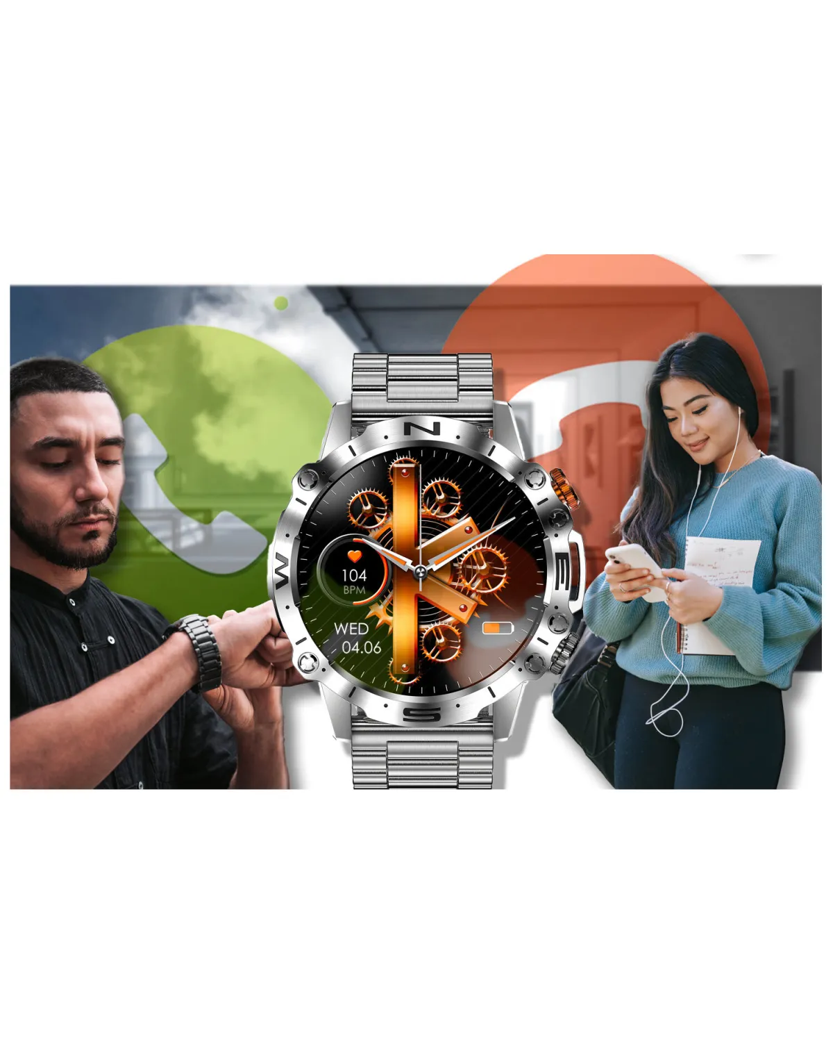 SMARTWATCH MĘSKI GRAVITY GT20-2 - AMOLED, DODATKOWY PASEK (sg024b)