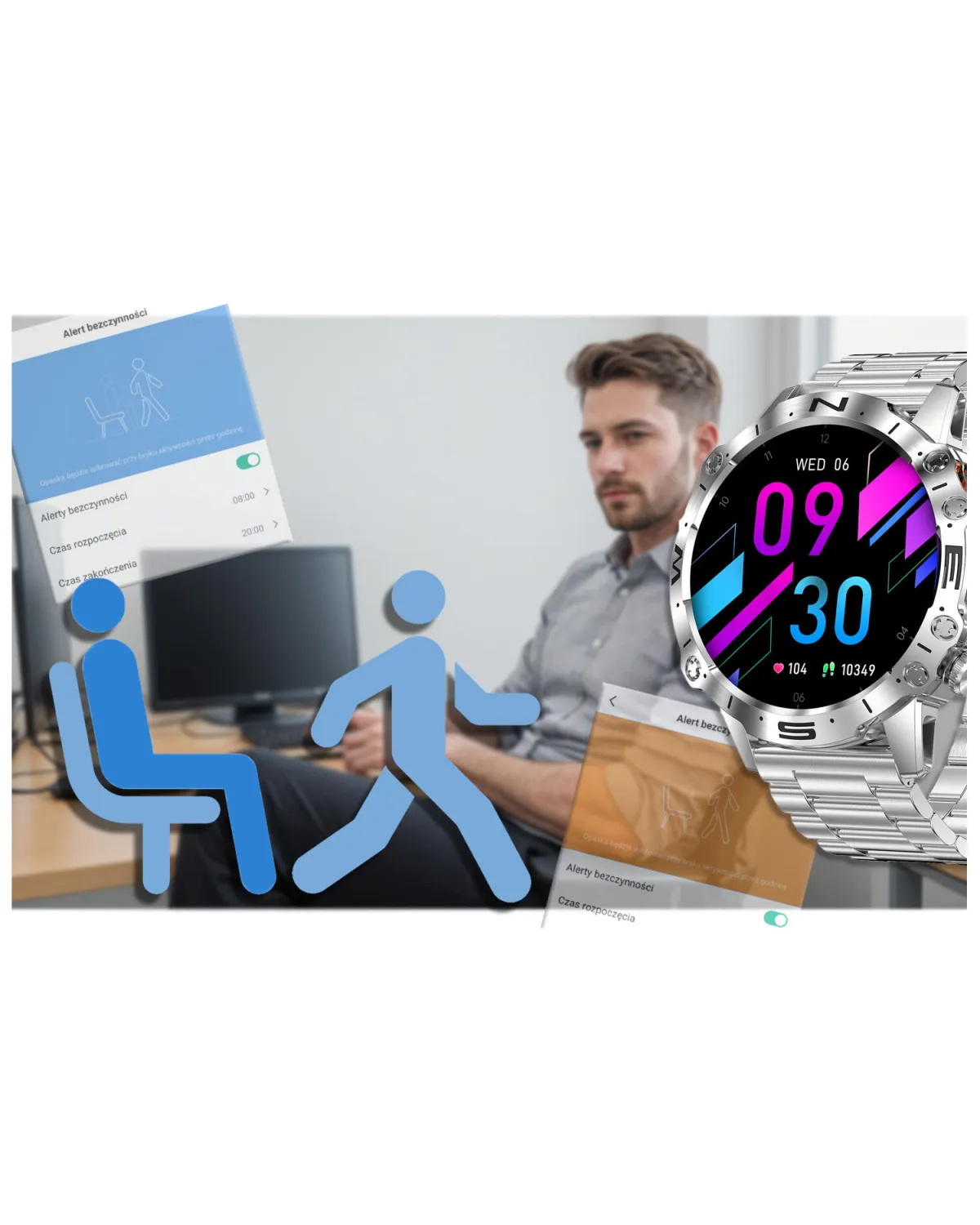 SMARTWATCH MĘSKI GRAVITY GT20-2 - AMOLED, DODATKOWY PASEK (sg024b)