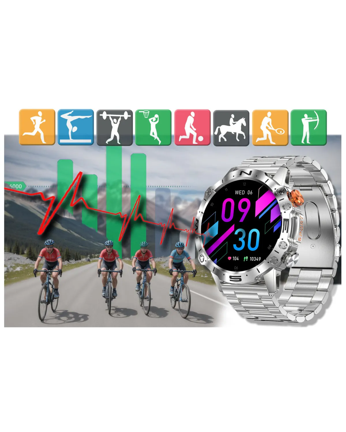 SMARTWATCH MĘSKI GRAVITY GT20-2 - AMOLED, DODATKOWY PASEK (sg024b)