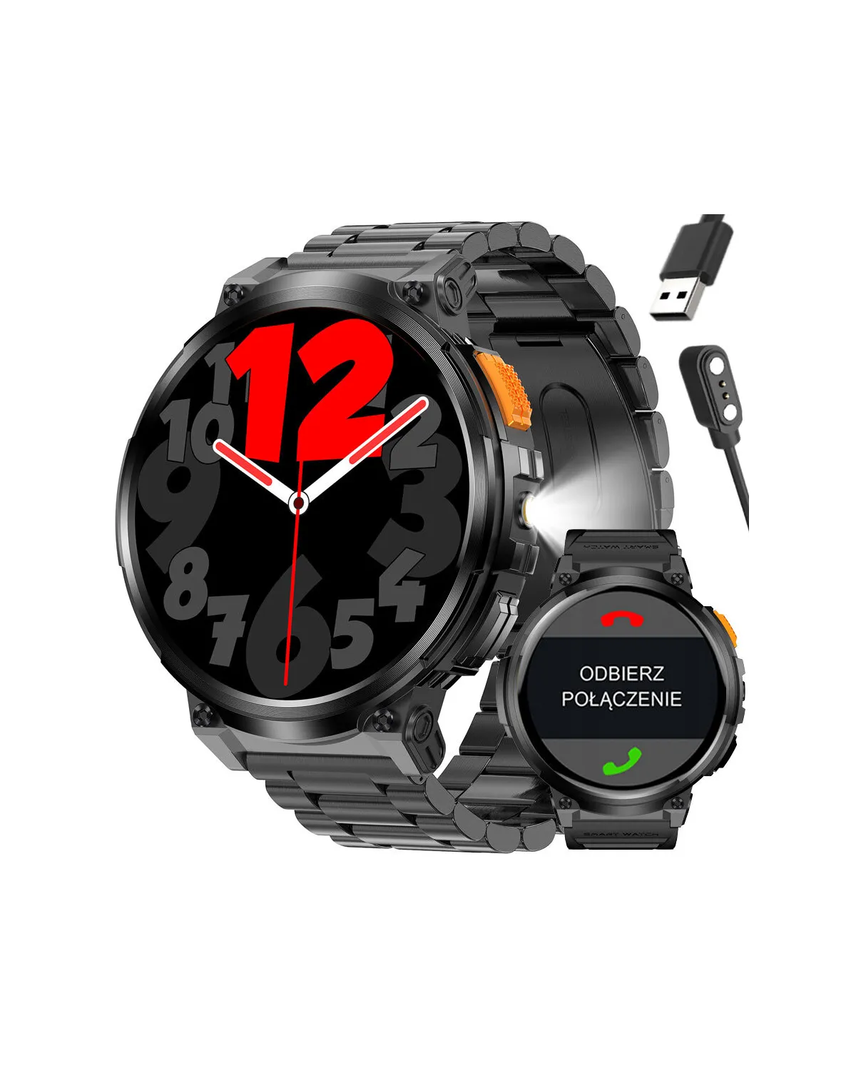 SMARTWATCH MĘSKI GRAVITY GT23-1 - LATARKA, DODATKOWY PASEK (sg031a) SMARTWATCH MĘSKI GRAVITY GT23-1 - LATARKA, DODATKOWY PASEK (sg031a)