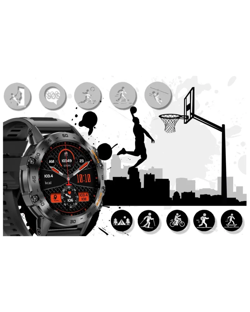 SMARTWATCH MĘSKI GRAVITY GT9-1 - WYKONYWANIE POŁĄCZEŃ, CIŚNIENIOMIERZ (sg021a)