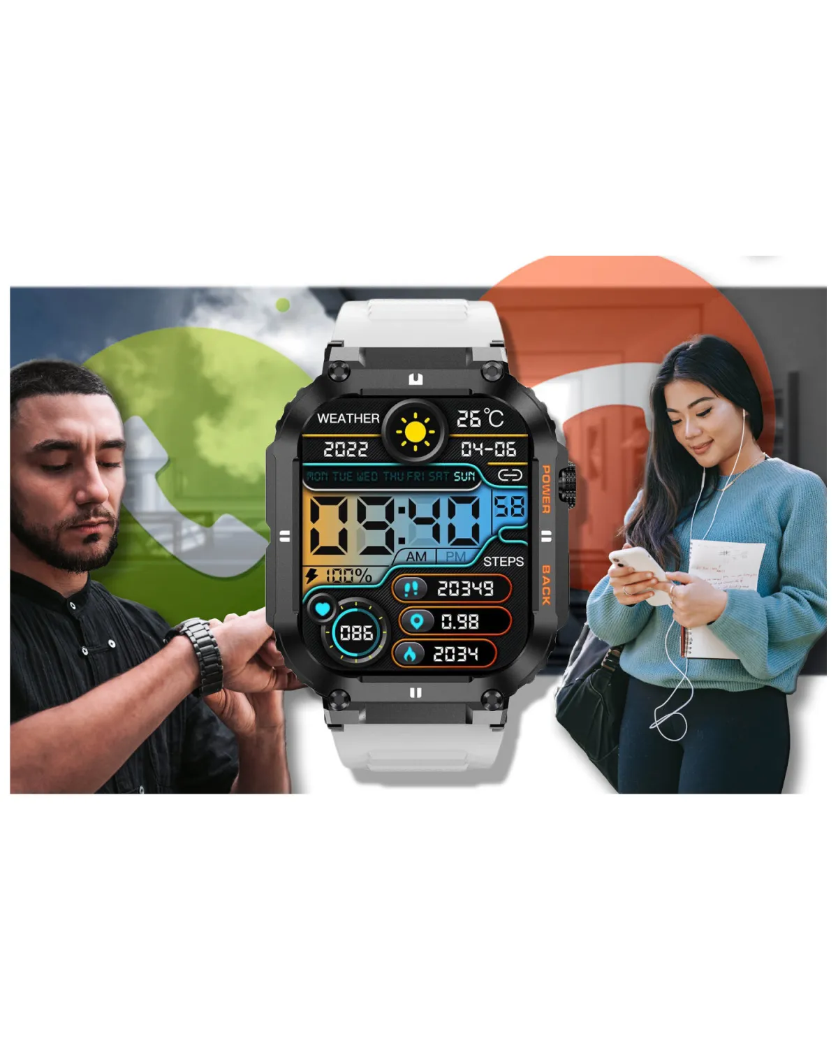 SMARTWATCH MĘSKI GRAVITY GT6-8 - WYKONYWANIE POŁĄCZEŃ, MONITOR SNU (sg020h)