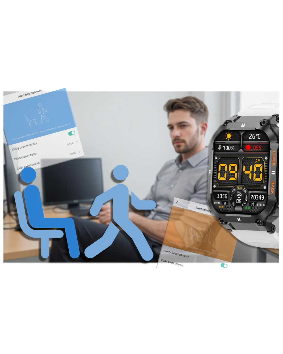 SMARTWATCH MĘSKI GRAVITY GT6-8 - WYKONYWANIE POŁĄCZEŃ, MONITOR SNU (sg020h)