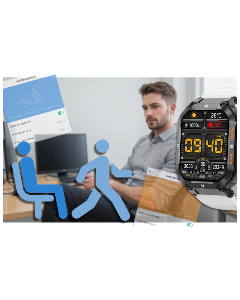 SMARTWATCH MĘSKI GRAVITY GT6-8 - WYKONYWANIE POŁĄCZEŃ, MONITOR SNU (sg020h)