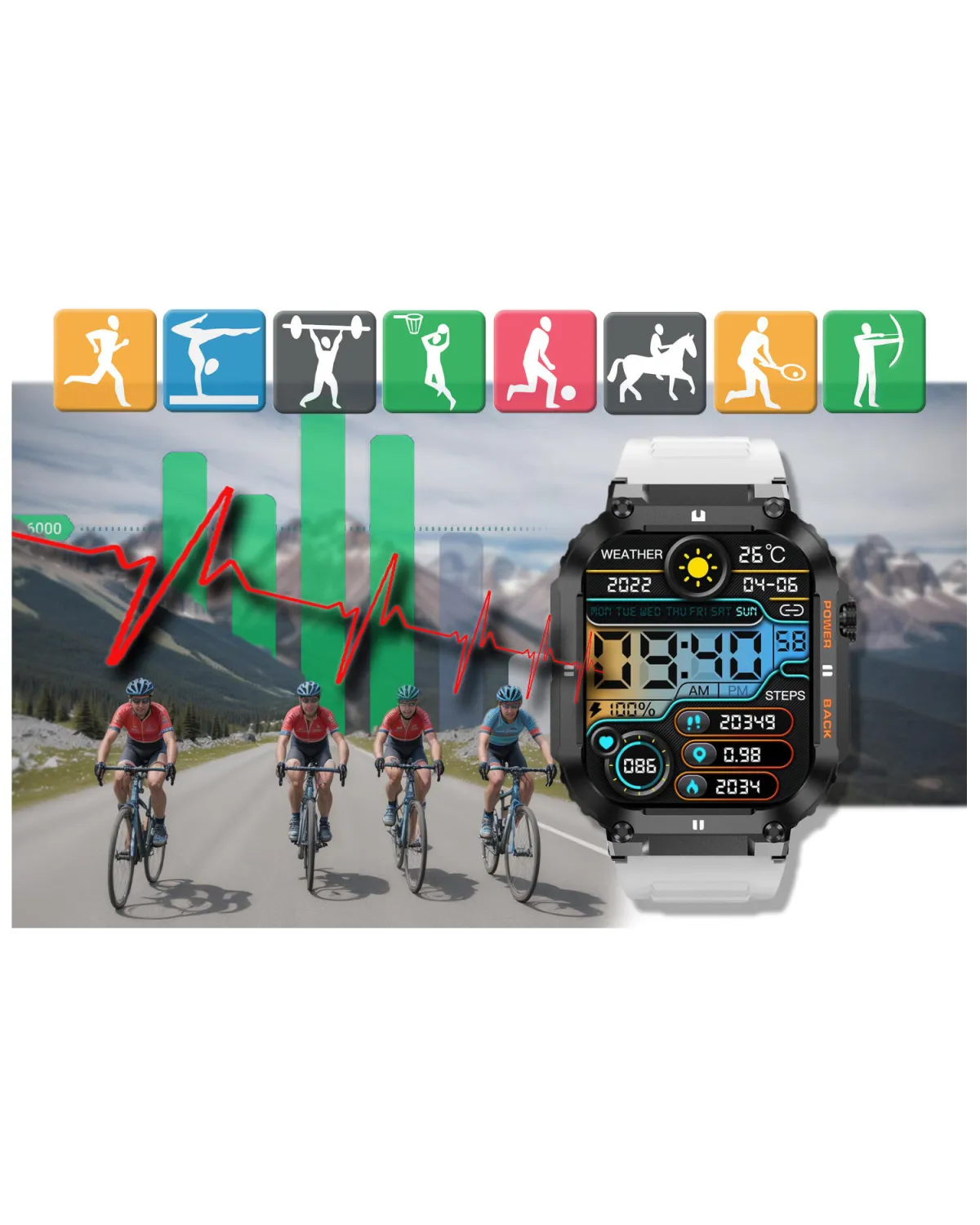 SMARTWATCH MĘSKI GRAVITY GT6-8 - WYKONYWANIE POŁĄCZEŃ, MONITOR SNU (sg020h)