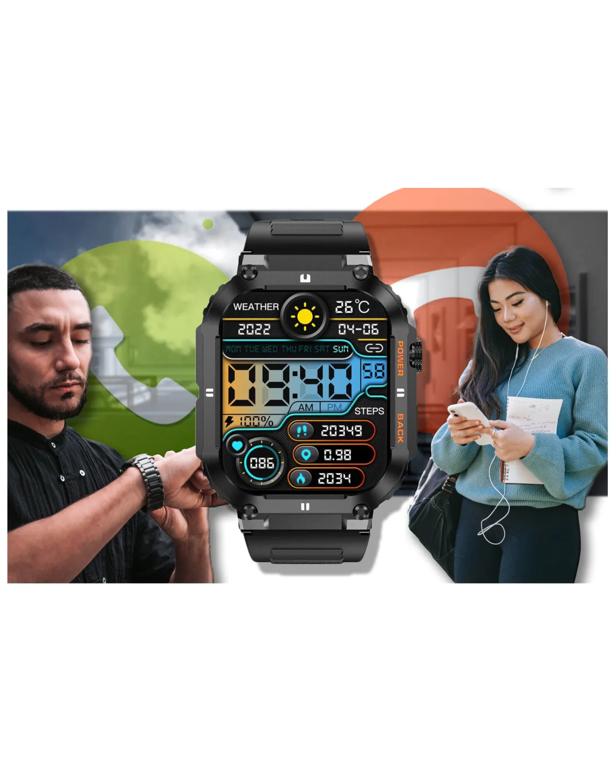 SMARTWATCH MĘSKI GRAVITY GT6-1 - WYKONYWANIE POŁĄCZEŃ, MONITOR SNU (sg020a)