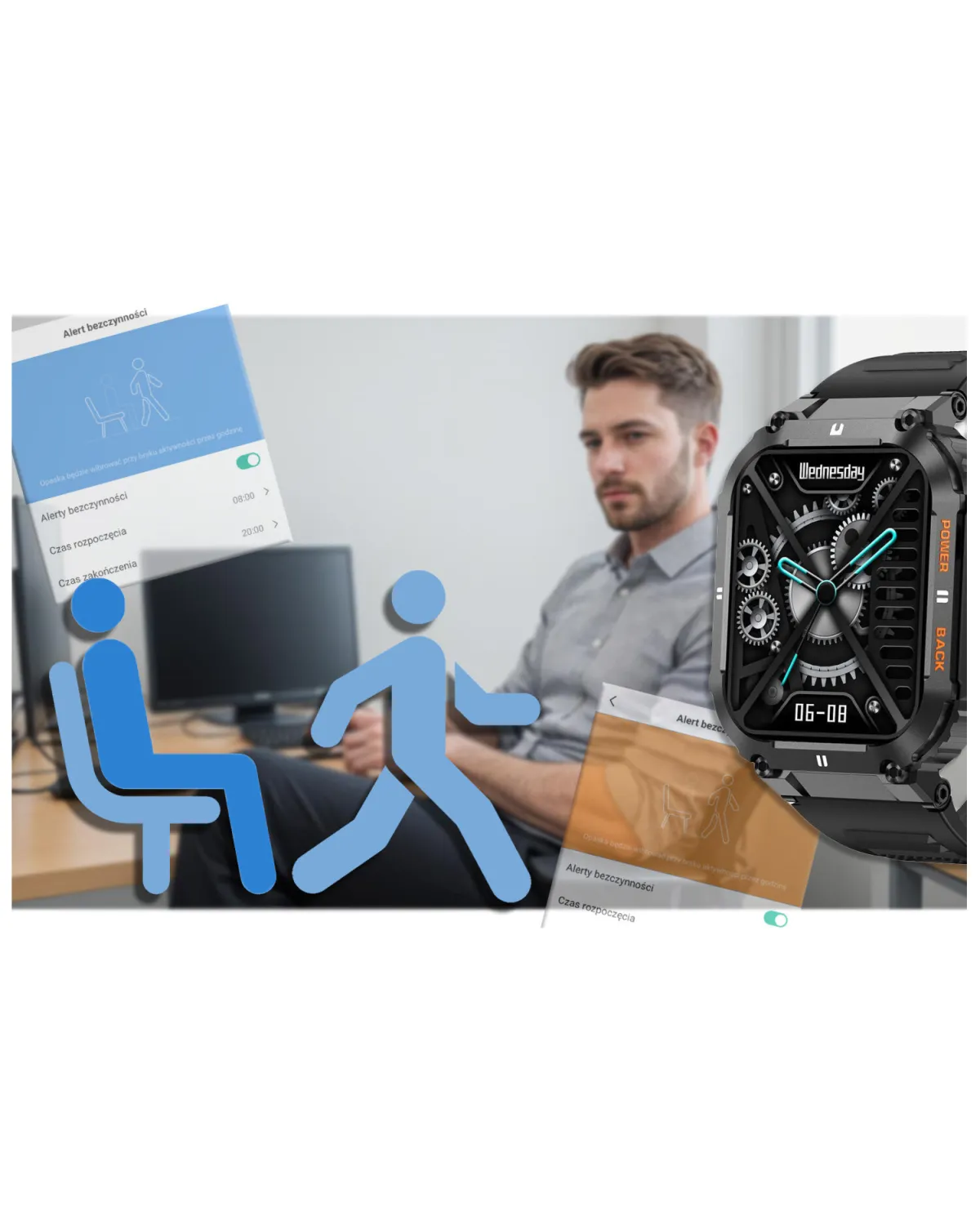 SMARTWATCH MĘSKI GRAVITY GT6-1 - WYKONYWANIE POŁĄCZEŃ, MONITOR SNU (sg020a)
