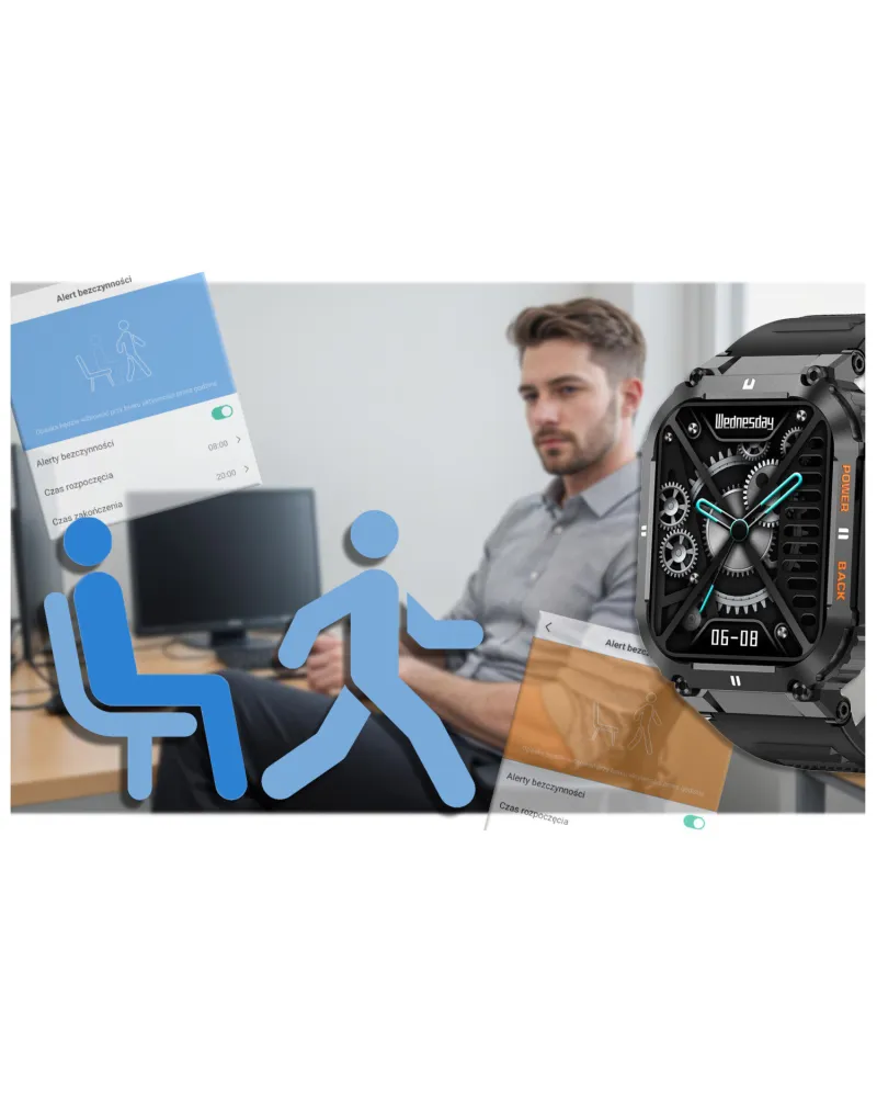 SMARTWATCH MĘSKI GRAVITY GT6-1 - WYKONYWANIE POŁĄCZEŃ, MONITOR SNU (sg020a)