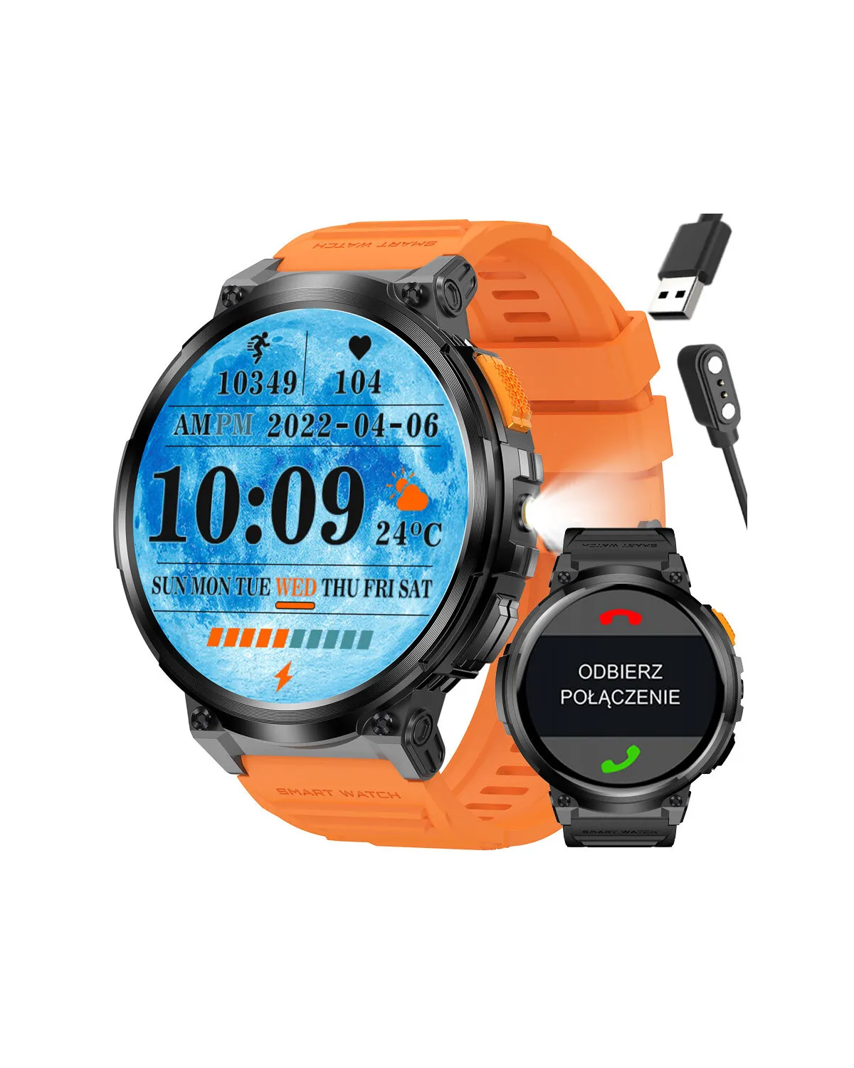 SMARTWATCH MĘSKI GRAVITY GT23-3 - LATARKA, DODATKOWY PASEK (sg031c) SMARTWATCH MĘSKI GRAVITY GT23-3 - LATARKA, DODATKOWY PASEK (sg031c)