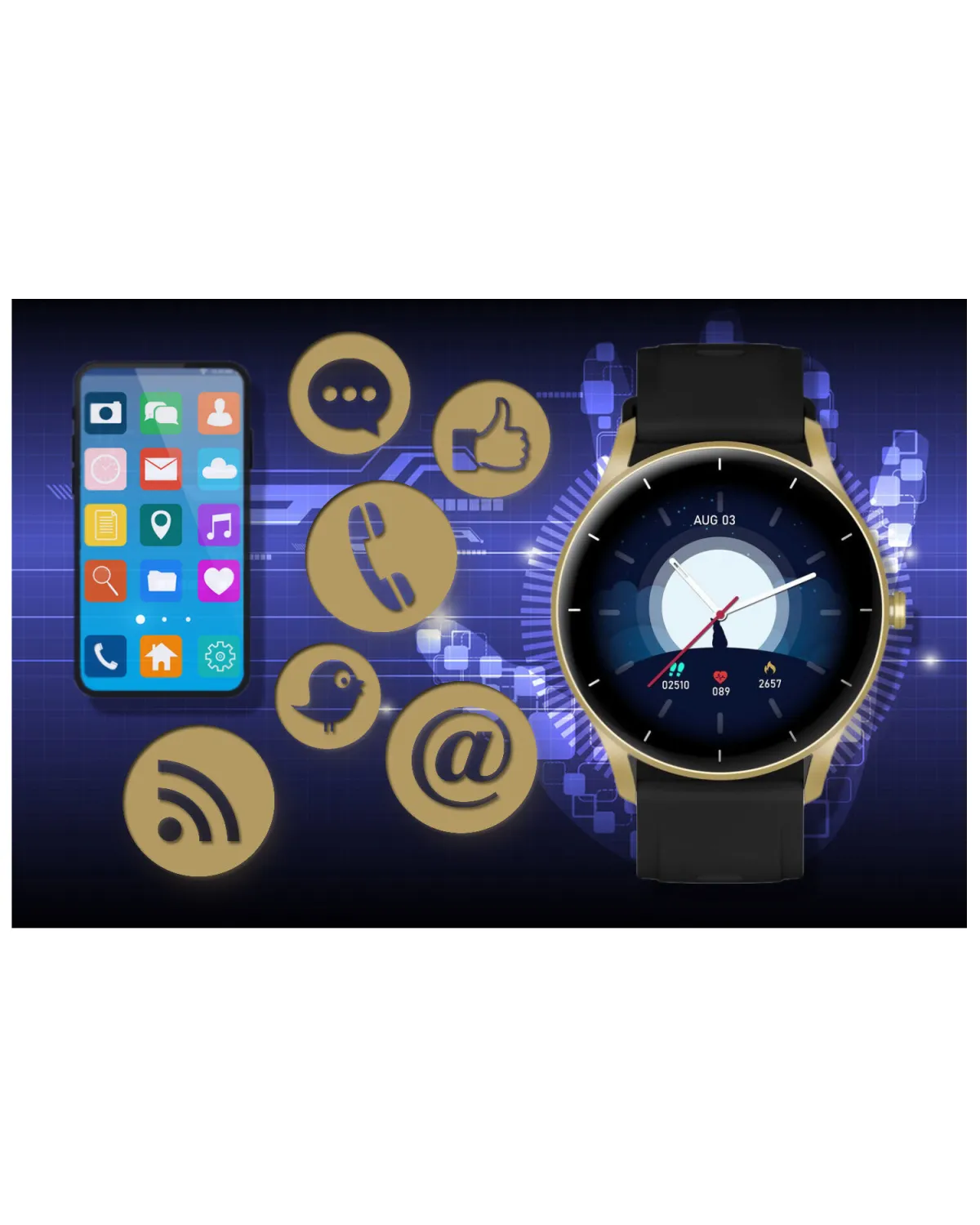 SMARTWATCH UNISEX GRAVITY GT2-3 - ROZMOWY BLUETOOTH, WŁASNE TARCZE (sg019c)