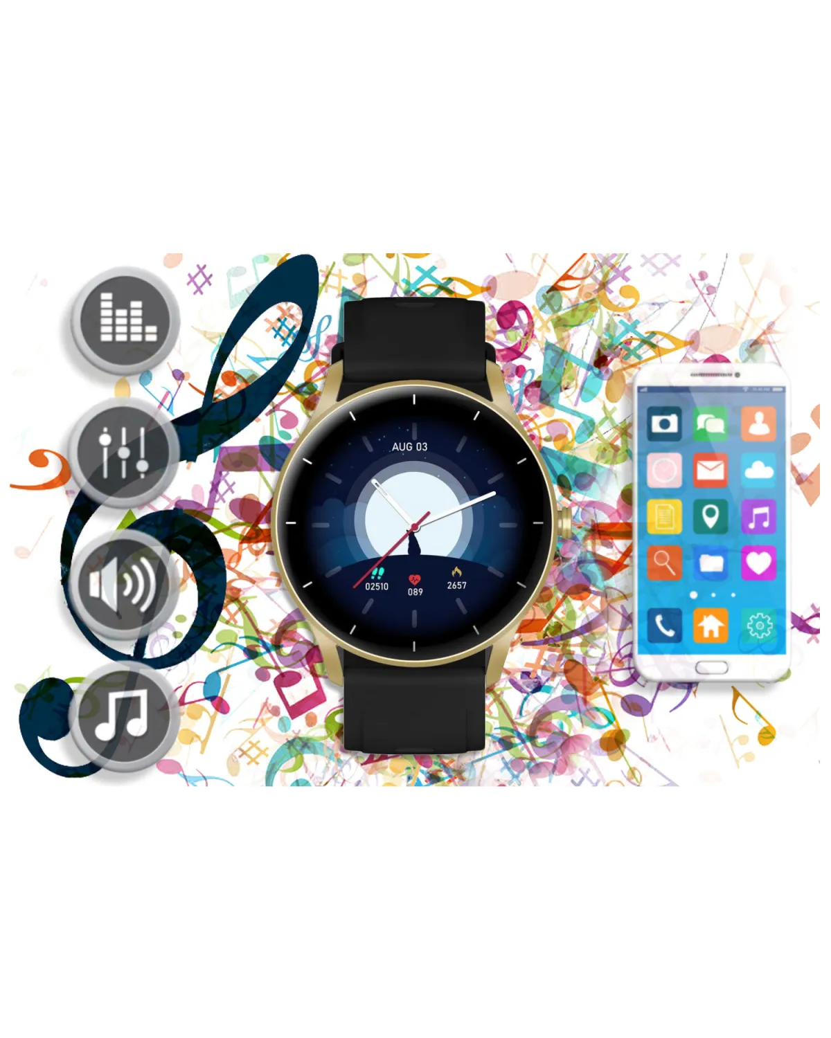 SMARTWATCH UNISEX GRAVITY GT2-3 - ROZMOWY BLUETOOTH, WŁASNE TARCZE (sg019c)