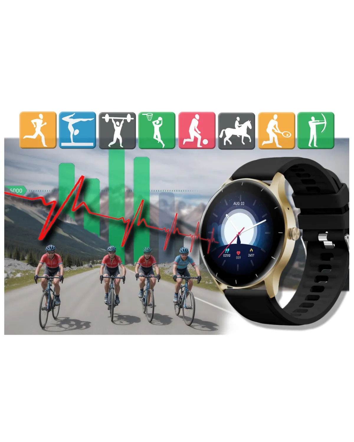 SMARTWATCH UNISEX GRAVITY GT2-3 - ROZMOWY BLUETOOTH, WŁASNE TARCZE (sg019c)