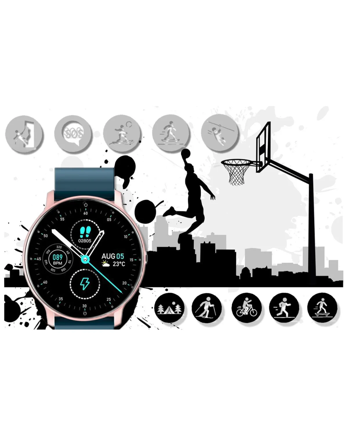 SMARTWATCH UNISEX GRAVITY GT1-4 - PULSOMETR, WŁASNE TARCZE (sg015d) SMARTWATCH UNISEX GRAVITY GT1-4 - PULSOMETR, WŁASNE TARCZE (sg015d)