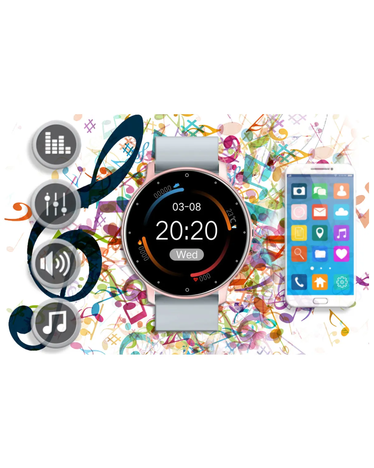 SMARTWATCH UNISEX GRAVITY GT1-8 - PULSOMETR, WŁASNE TARCZE (sg015h)