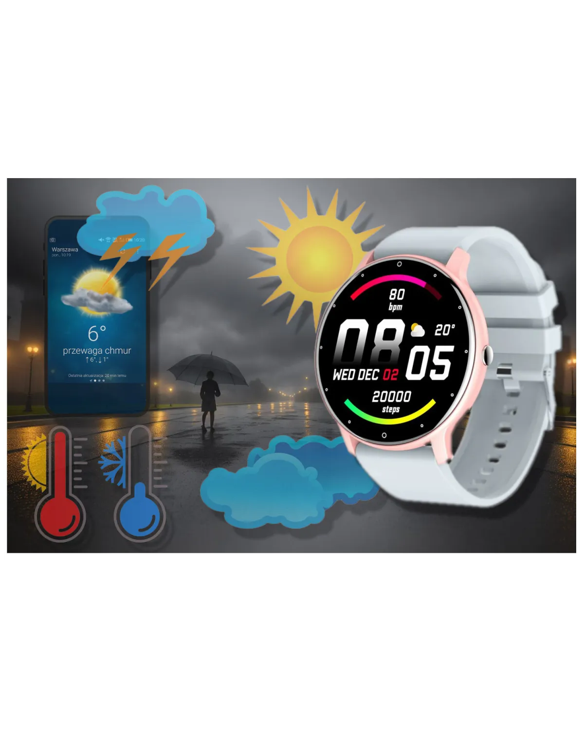 SMARTWATCH UNISEX GRAVITY GT1-8 - PULSOMETR, WŁASNE TARCZE (sg015h)