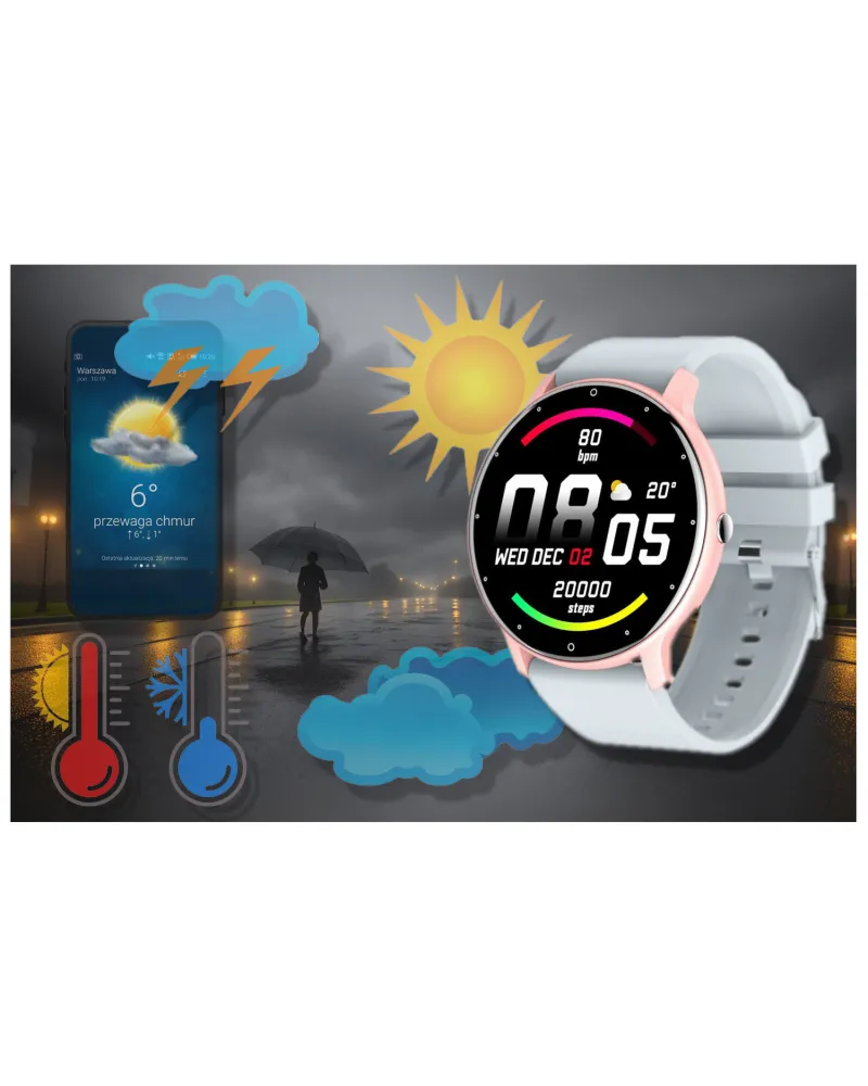 SMARTWATCH UNISEX GRAVITY GT1-8 - PULSOMETR, WŁASNE TARCZE (sg015h)