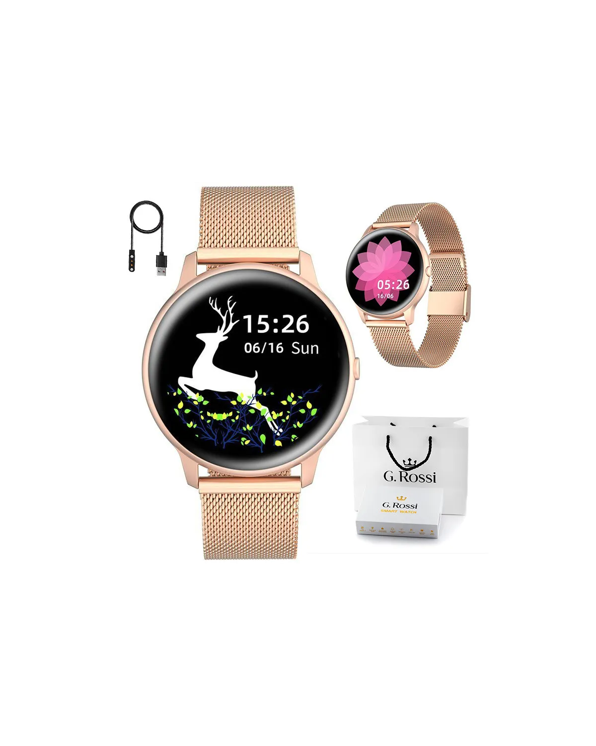 SMARTWATCH DAMSKI G. Rossi SW015-4 rosegold (sg010d)