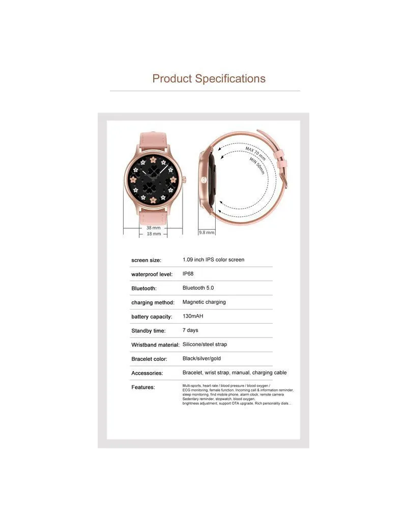SMARTWATCH DAMSKI PACIFIC 18-2 - BRANSOLETA + PASEK: Rosegold / Biały (sy015b) SMARTWATCH DAMSKI PACIFIC 18-2 - BRANSOLETA + PASEK: Rosegold / Biały (sy015b)