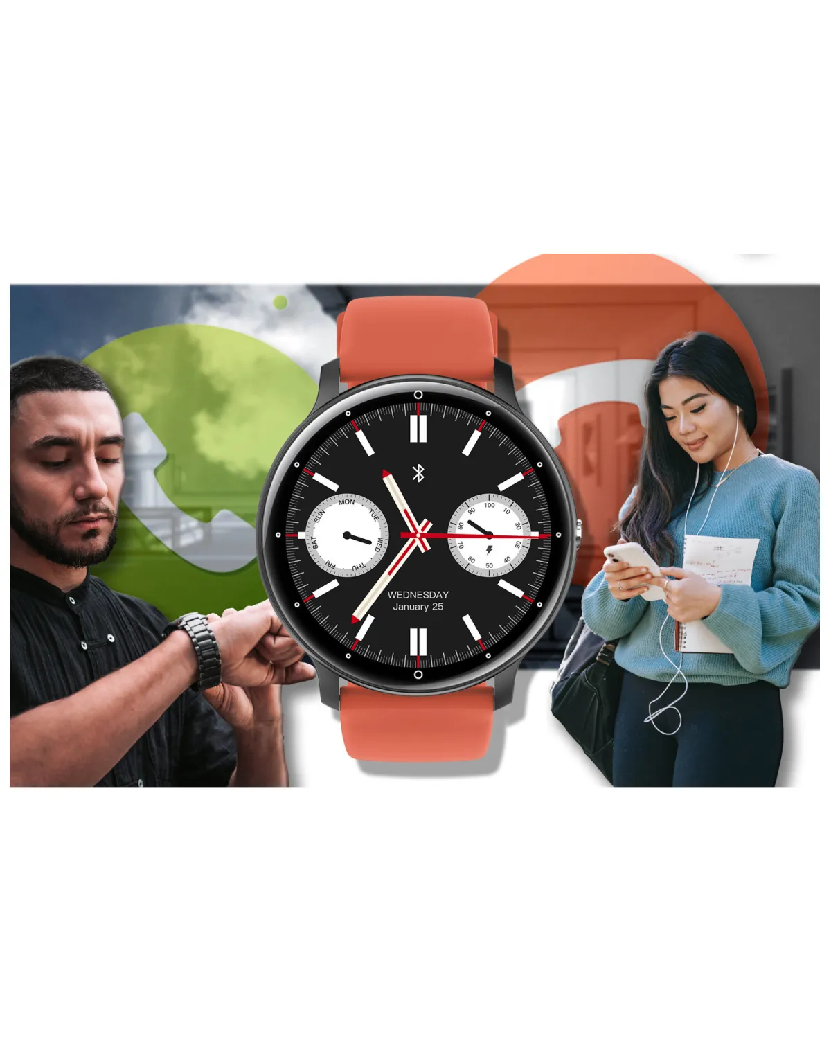 SMARTWATCH UNISEX GRAVITY GT1-3 PRO - ROZMOWY BLUETOOTH, DODATKOWY PASEK (sg027c)