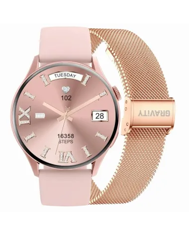 SMARTWATCH DAMSKI GRAVITY GT11-5 - AMOLED, DODATKOWY PASEK (sg044e)