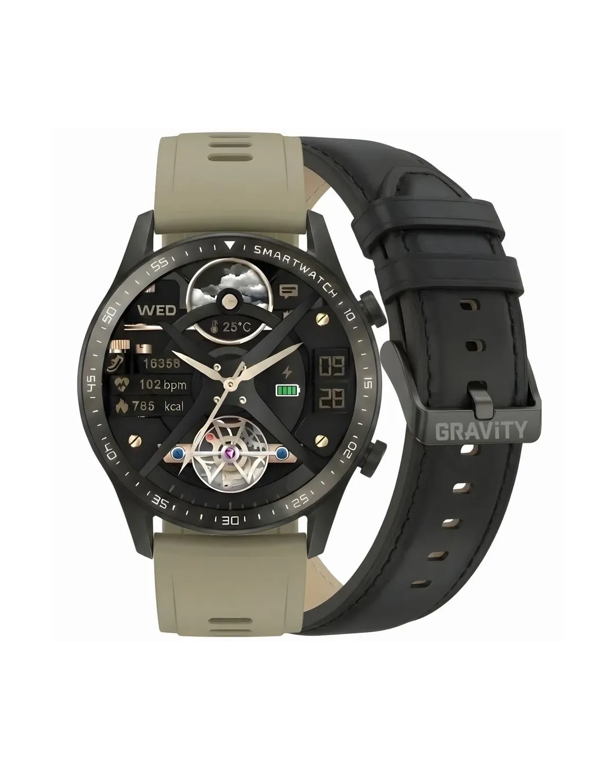 SMARTWATCH MĘSKI GRAVITY GT10-2 - AMOLED, DODATKOWY PASEK (sg046b)